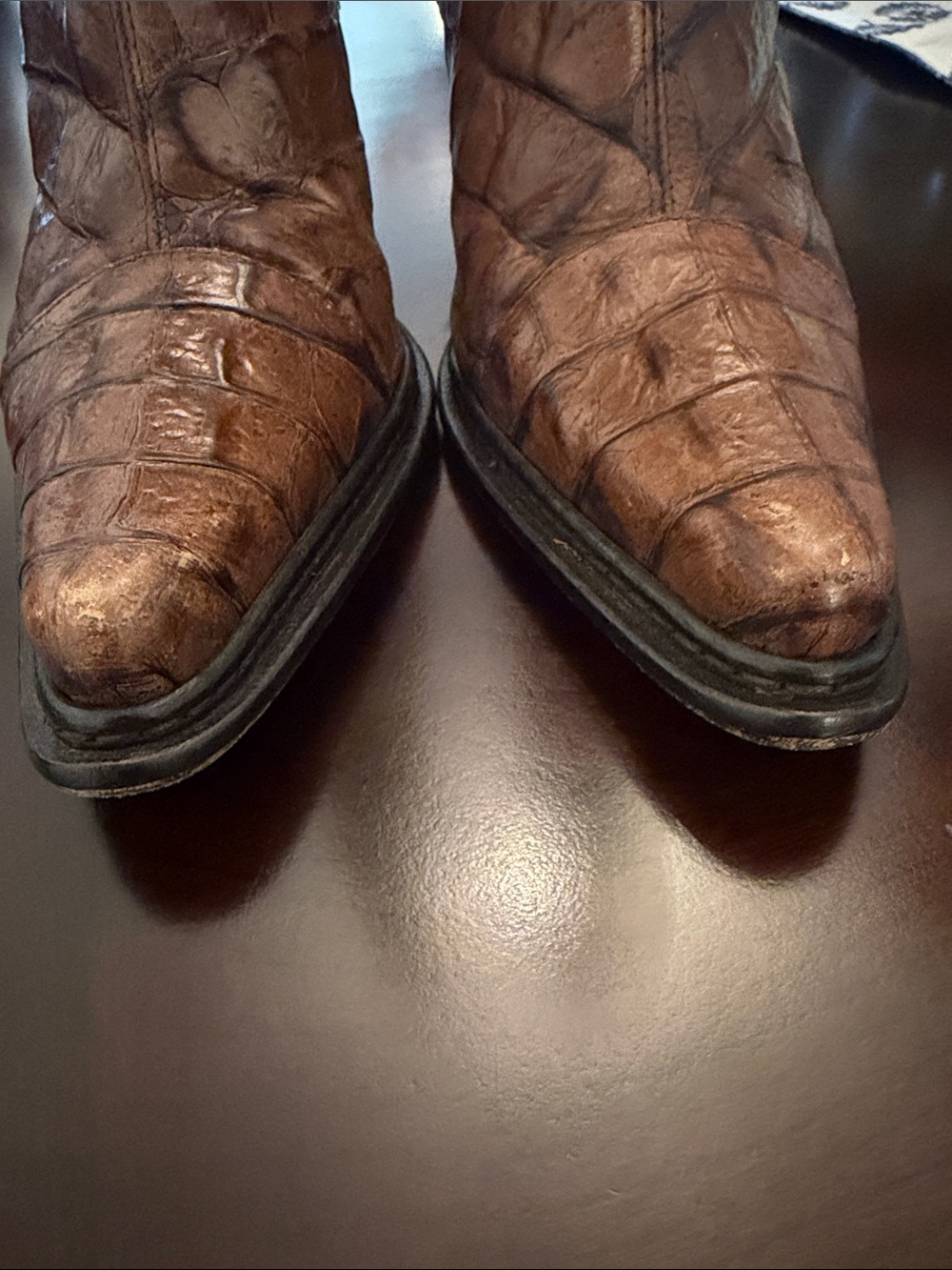 Donald J. Pliner Leather Tan Crocodile Heeled Boots - Picture 10 of 10